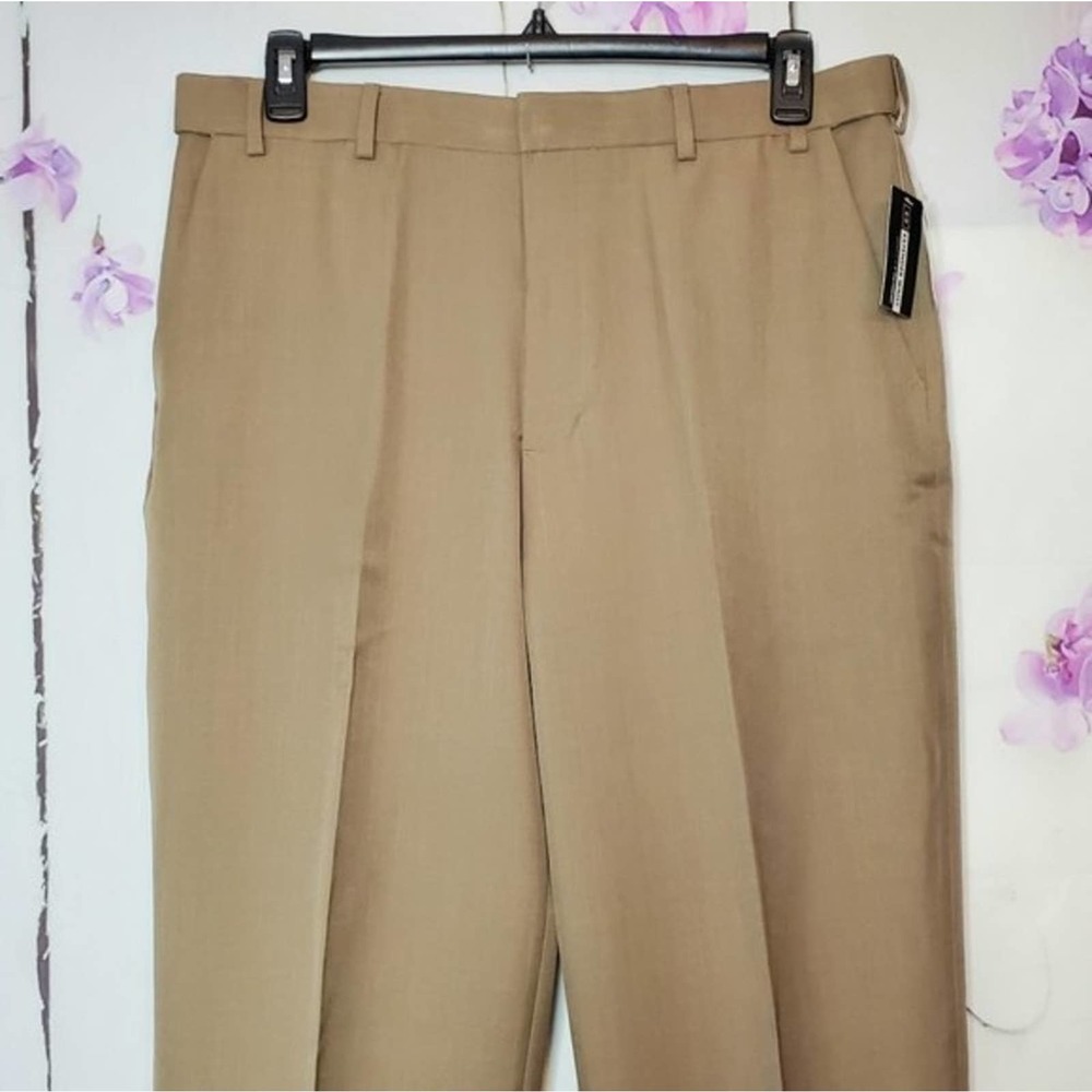 *SOLD* Van Heusen Tan No-Iron Extender Flat-Front Dress Pants 36x36 - Picture 5 of 13